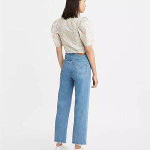 Levi's Premium Ribcage Straight Blue Jeans with Distressed Detail size 25